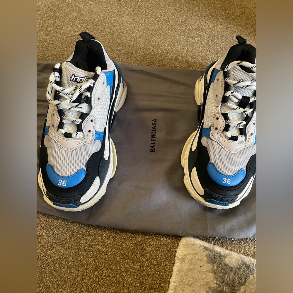 Balenciaga Blue and Black Women's Triple S Sneakers